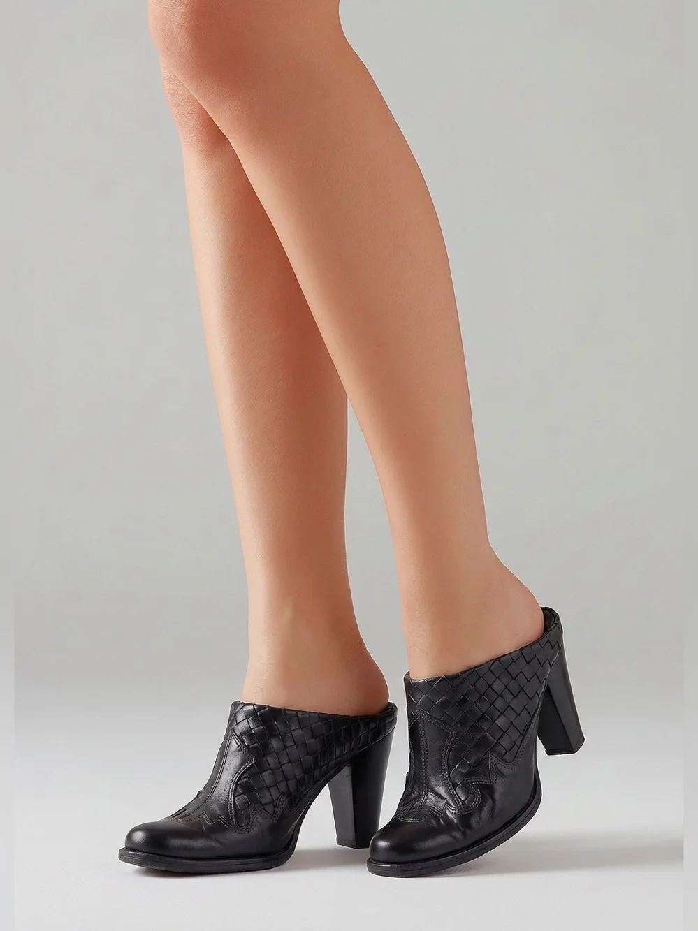 Sesto Meucci WESTERN Mules Black Woven Calf Italian Leather women EUR 36 - Picture 1 of 12